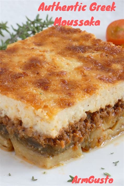 Eggplants, ground meat and bechamel. Authentic Greek Moussaka | Recipe | Greek recipes ...