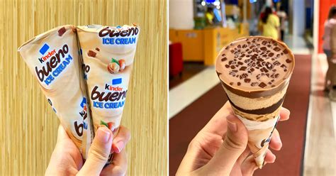 This novel concept in the chocolate world set a new revolution in the making of chocolates with the introduction of smooth milk chocolate, caramel and nougat. Kinder Bueno Ice Cream Cone With Chunky Chocolate Bits Is ...