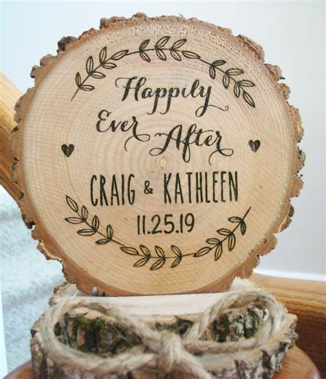 Happily Ever After Cake Topper Rustic Wood Engraved Wedding Etsy