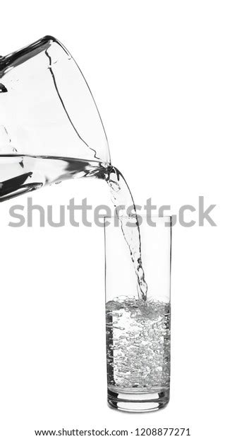 Pouring Water Glass On White Background Stock Photo 1208877271