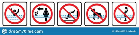 No Swimming Hazard Warning Sign Vector Illustration Cartoondealer