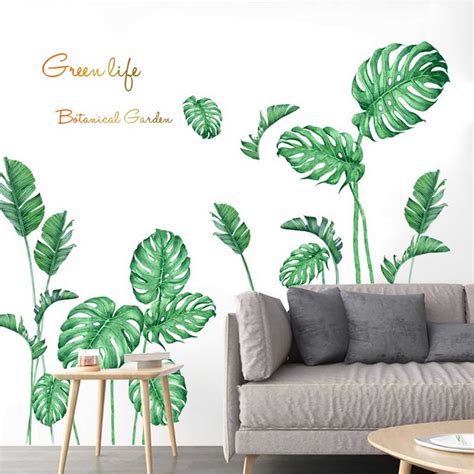 Diy Beach Tropical Palm Leaves Wall Stickers Modern Art Vinyl Decal