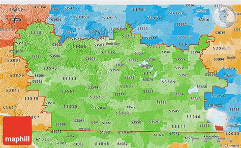 Political Shades 3D Map Of ZIP Codes Starting With 535