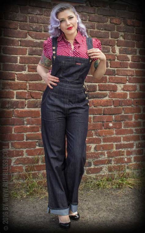 Ladies Denim Playsuit By Rumble59 Rockabilly 50s Style Official Rumble59 Shop For Jeans