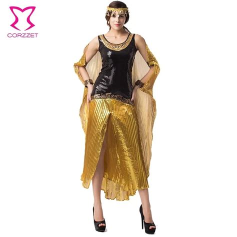 Zwart Goud Sequin Gown Disfraces Carnaval Adultos Cosplay Egyptische