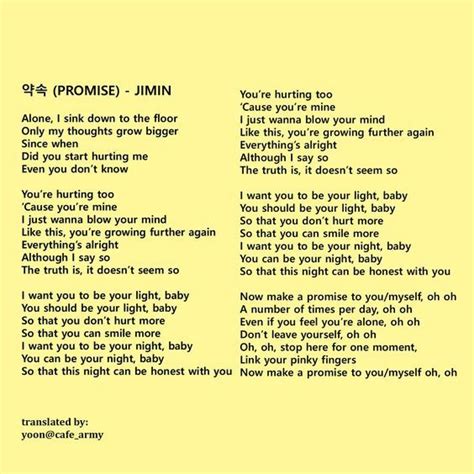 Bts Jimin Promise Song Lyrics Ceritera Bts