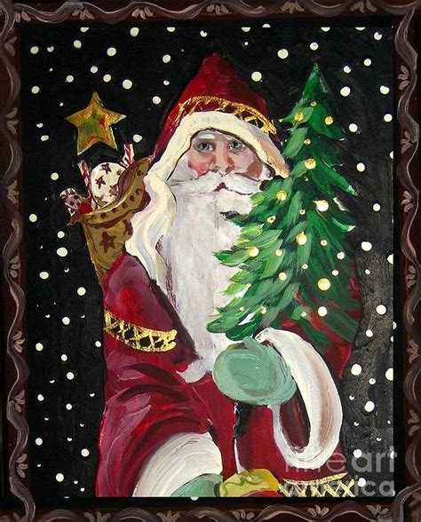 Folk Art Santa Claus With Toy Bag By Follow Themoonart Christmas