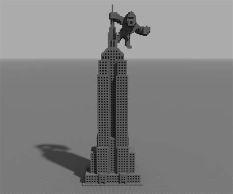 Free STL File King Kong Empire State Building Voxel Art 3D Print