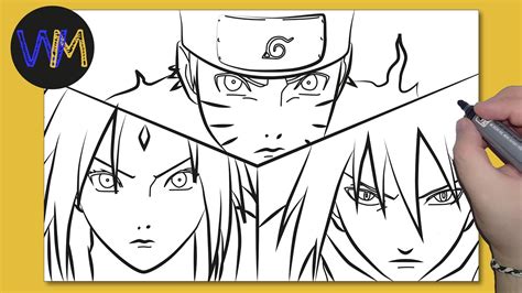 Como Dibujar A Naruto Sasuke Y Sakura Equipo 7 Youtube