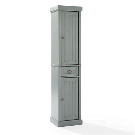 Crosley Furniture Seaside Tall Linen Cabinet Distressed Gray