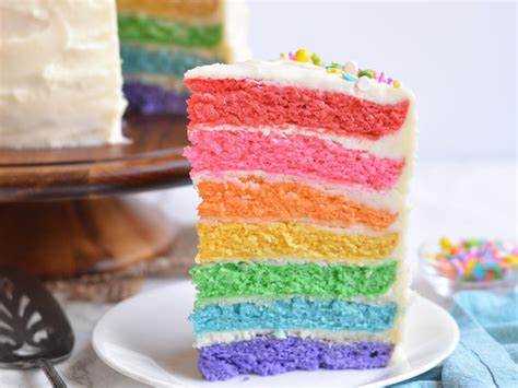 Rainbow Layer Cake Lots Of Layers Decadent Icing And Fabulous