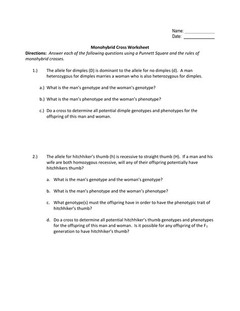 Incorrect answers are linked to tutorials to. Monohybrid Cross Worksheet — db-excel.com