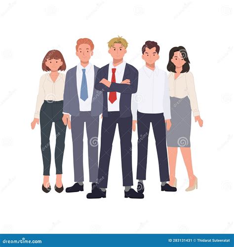 Business Teamwork Concept. Successful Team of Five People. Diverse