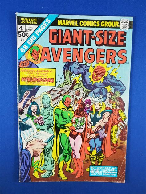 Giant Size Avengers 4 Vg 1975 Scarlet With Vision Wandavision Wedding
