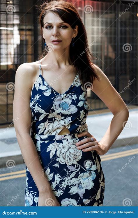 Beautiful Mature Woman Posing In The Street Stock Photo Image Of