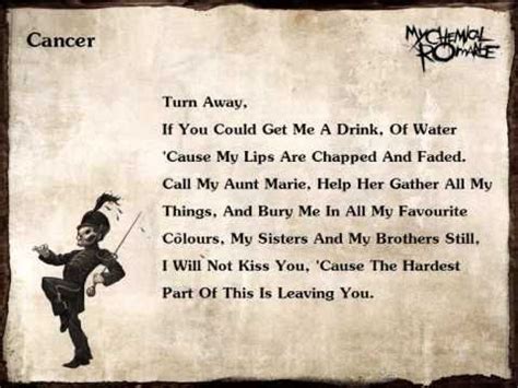 My sisters and my brothers, still i will not kiss you 'cause the hardest part of this is leaving you. My Chemical Romance - (Lyrics) Chords - Chordify