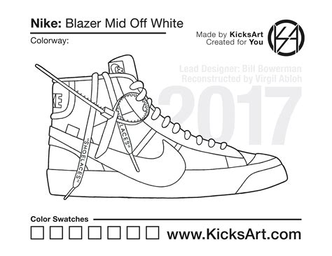 Nike Blazer Mid Sneaker Coloring Pages Created By Kicksart