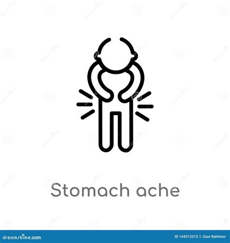 Outline Stomach Ache Vector Icon Isolated Black Simple Line Element