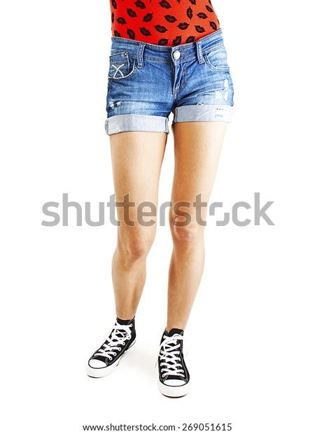 Sexy Girl In Shorts Isolated On White Background