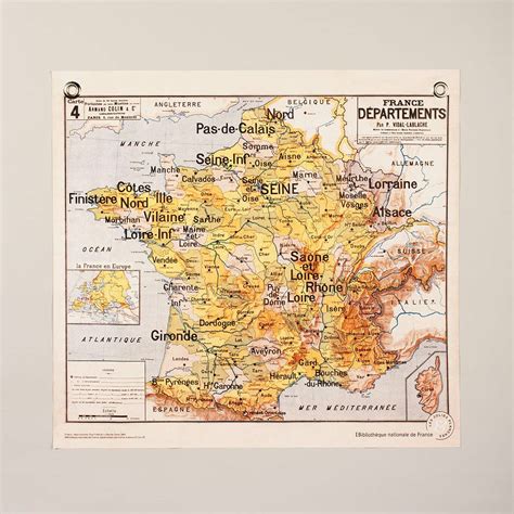 Jolies Planches Carte De France Vintage Avec Illustration Des Départem