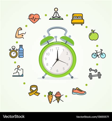 Daily Routine Clock Characters Concept Royalty Free Vector