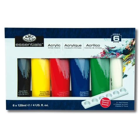 Acrylic Paint 6 120ml Tubes And 6 Well Palette Art Supplies From