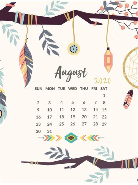 Tress And Leaves August 2020 Calendar Wallpaper Iphone Kalender August