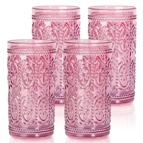 Prices May Vary What You Get Set Of 4 Pink Glasses Drinking Measures