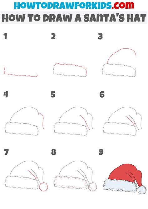 How To Draw Santas Hat Step By Step Instructions For Kids And Beginners
