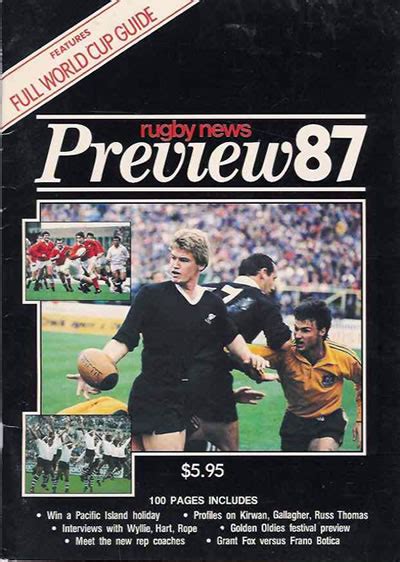 Rugby News World Cup Preview Issue 1987 Nzhistory New Zealand