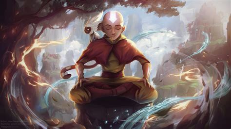 Artstation Avatar The Last Airbender Aang And Momo Splash