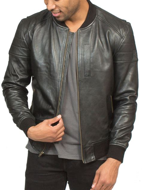 Men Black Lambskin Leather Stylish Bomber Jacket Sale On Leather