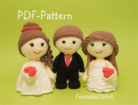 Crochet Pattern Wedding Couple Set Bride Groom Wave And Ruffles Dresses Amigurumi Pdf Etsy