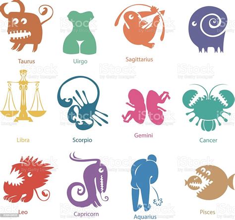 Set Of Funny Zodiac Signs Stock Illustration Download Image Now Istock