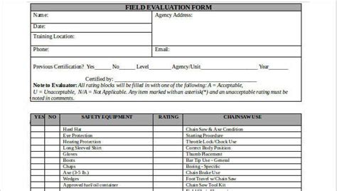 training evaluation form template