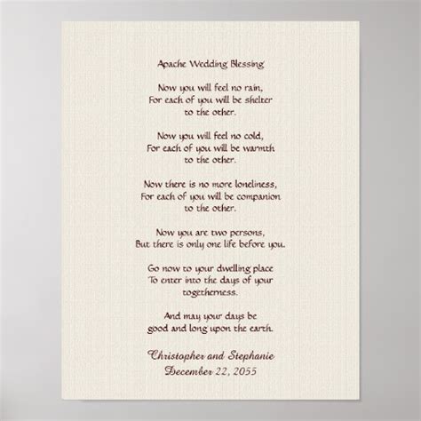 Apache Wedding Blessing Poster 11 X 14 Rustic Zazzle