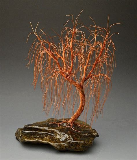 Weeping Willow Recycled Wire Tree Sculpture By Metal Artist