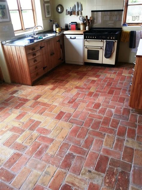 Unique Brick Kitchen Floor Restored In Wrestlingworth Bedfordshire