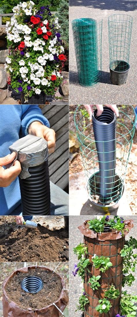 Diy Flower Tower Flower Tower Garden Containers Plants