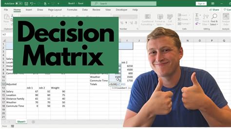 How To Create A Decision Matrix In Excel YouTube