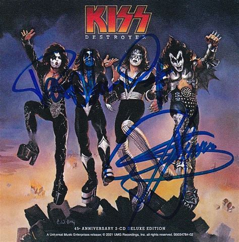 Signed Kiss Paul Stanley Gene W Simmons Cd Great Interest Insert