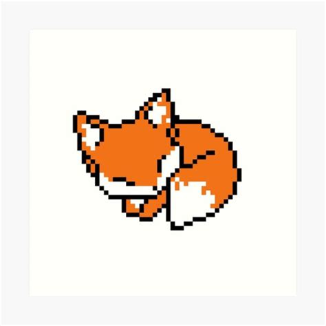 Pixel Art Fox Fox Art Print For Sale By Pokedesign Redbubble