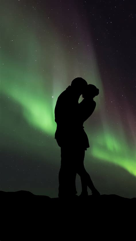 Couple Silhouette Northern Lights 5k Wallpapers Hd