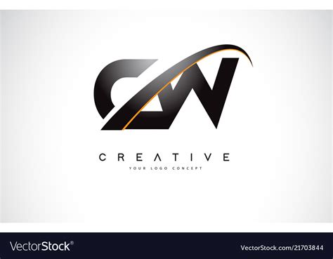 Cw C W Swoosh Letter Logo Design With Modern Vector Image
