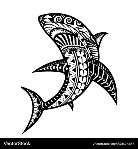 Shark Tattoo Polynesian Style Royalty Free Vector Image