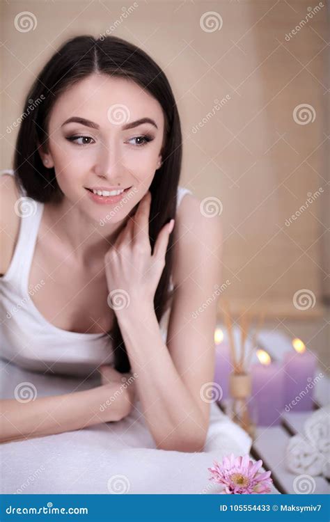 Body Care Spa Woman Beauty Treatment Concept Beautiful Healthy Caucasian Girl Relaxing On