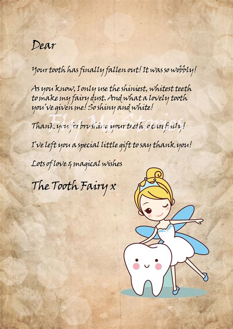 Customizable Tooth Fairy Apology Letter Printable