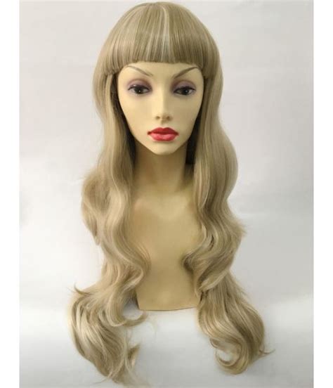 Long Blonde Wig Wavy With Bangs Vintage Wigs Star Style Wigs Uk