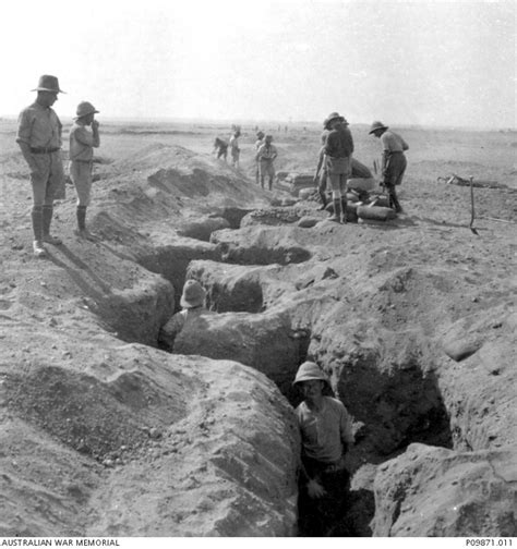 Soldiers Digging Trenches In The Desert One Of A Series Of