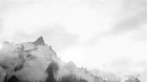 3840 X Black And White Mountain Foggy 1864951 Hd Wallpaper